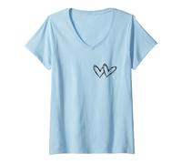 Donna Design Minimalista con Due Cuori, Coppia d'Amore Maglietta con Collo a V