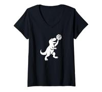 Donna Design minimalista del giocatore di basket T-Rex Maglietta con Collo a V