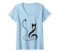 Donna Design Minimalista Ispirato a Note Musicali per Amanti della Musica Maglietta con Collo a V