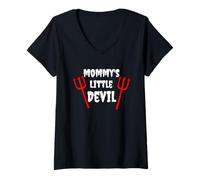 Donna Design Mommys Little Devil Maglietta con Collo a V