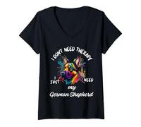 Donna Design per amanti dei pastori tedeschi, con scritta "I just need my dog" Maglietta con Collo a V