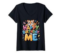 Donna Design per Feste con Tigre di Compleanno per Bambini e Adulti Maglietta con Collo a V