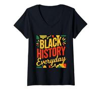 Donna Design per la Celebrazione della Storia Nera Maglietta con Collo a V