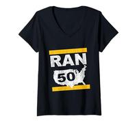 Donna Design per maratoneta Ran 50 States Twenty 6 Punti da 2 miglia Maglietta con Collo a V