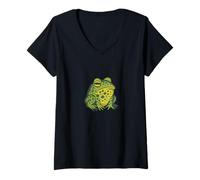 Donna Design retrò colorato Anfibio Amante della Natura Maglietta con Collo a V