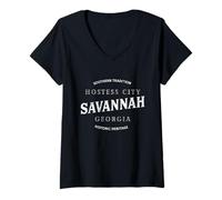 Donna Design retrò della Curva di Savannah Georgia, Hostess Maglietta con Collo a V