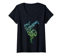 Donna Design retrò Hip Hop Breakdance Street Dance B Boy Graffiti Design Maglietta con Collo a V