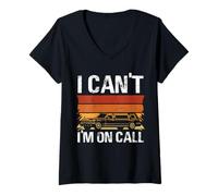 Donna Design retrò I Can't I'm On Call Maglietta con Collo a V
