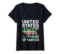 Donna Design Scozzese degli Stati Uniti d'America Maglietta con Collo a V