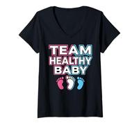 Donna Design Team Healthy Baby Tipografia Impronte Maglietta con Collo a V