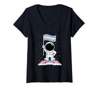 Donna Design Trans Pride Astronaut Space Explorer Maglietta con Collo a V