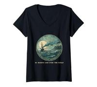 Donna Design tributo a My Bonnie Lies Over the Ocean Maglietta con Collo a V