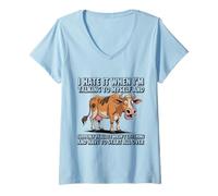 Donna Design umoristico con Mucca Parlando con Me per Gli Amanti degli Animali Maglietta con Collo a V