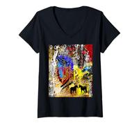 Donna Design Wild at the Core Chaos Cuore e Cavallo Maglietta con Collo a V