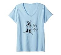 Donna Design Yellow Lab Let's Go! - Happy Yellow Lab Design Maglietta con Collo a V