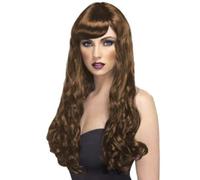 Donna Desire Parrucca lungo Con Riccioli Frangia Costume da Principessa Marrone
