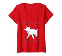 Donna Dessine-Moi Un Mouton Pecora Carino Illustrazione Maglietta con Collo a V, Rosso, S