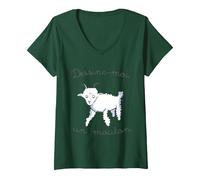 Donna Dessine-Moi Un Mouton Pecora Carino Illustrazione Maglietta con Collo a V, Verde Foresta, S