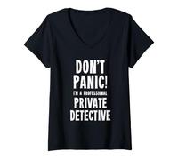 Donna Detective privato Maglietta con Collo a V
