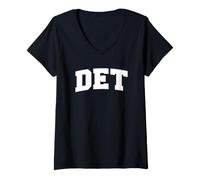 Donna Detroit Michigan Hometown Retro Varsity DET Maglietta con Collo a V