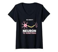 Donna Detto Divertente Nerd Pensa a Qualcosa al neurone Maglietta con Collo a V