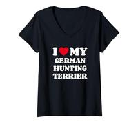 Donna Deutscher Jagdterrier I Love My German Hunting Terrier Maglietta con Collo a V