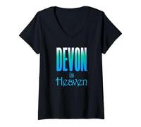 Donna Devon is Heaven Adoro Devon Inghilterra per Orgoglio Devon Maglietta con Collo a V