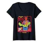Donna Devouring Your Soul Satan Retro Vintage Funny Adult Humor Maglietta con Collo a V