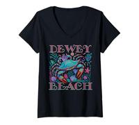 Donna DEWEY BEACH DELAWARE BLUE CRAB ESTATE SPIAGGIA REGALI PER LE VACANZE Maglietta con Collo a V