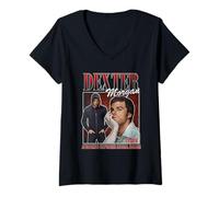 Donna Dexter Morgan Homage Vibe Maglietta con Collo a V