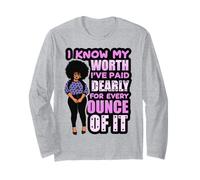 Donna di Colore Melanin Sista Conosco Il Mio Valore Ho pagato per Esso Amore Maglia a Manica