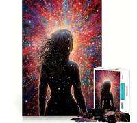 Donna di fronte a un'esplosione cosmica - Puzzle da 1000 pezzi per adolescenti - Gioco di apprendimento cognitivo - Incastro perfetto - Compatto e divertente per tutta la famiglia (38x52cm)