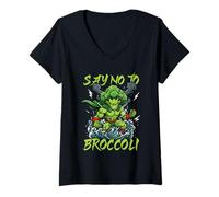 Donna Dì No ai Broccoli Maglietta con Collo a V