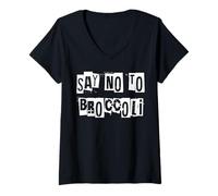 Donna Dì No ai Broccoli Maglietta con Collo a V