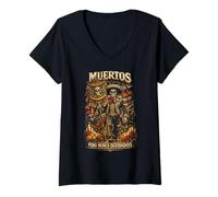 Donna Dia De Los Muertos Pero Nunca Olvidados Maglietta con Collo a V