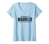 Donna Diabete T1D Type1 Diabetes Awareness Stepmom of Warrior Maglietta con Collo a V