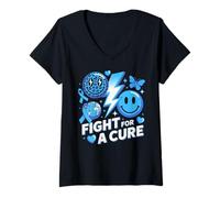 Donna Diabetes T1D Fight for A Cure Diabetic Maglietta con Collo a V