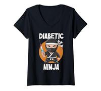 Donna Diabetic Ninja T1D Warrior Type 1 Consapevolezza del diabete Maglietta con Collo a V