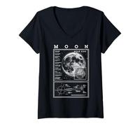 Donna Diagramma astronomico dello Scienziato dell'orbita lunare di Scienza Spaziale lunare Maglietta con Collo a V