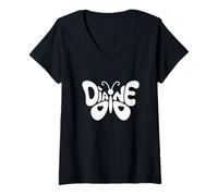 Donna Diane Butterfly - Personalizzato Carino Nome Word Art Maglietta con Collo a V