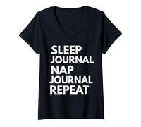 Donna Diario Sleep Nap Repeat Lover Journaling Maglietta con Collo a V