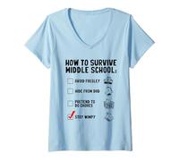 Donna Diary of a Wimpy Kid The Last Straw Survive Middle School Maglietta con Collo a V