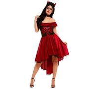Donna Diavolo Costume Halloween Satanico Strega Vestito Travestimento Adulti