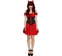 Donna Diavolo Costume Halloween Satanico Strega Vestito Travestimento Adulti