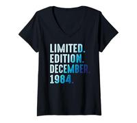 Donna Dicembre 1984 Anno 1984 Retro 1984 Vintage Edizione Limitata Maglietta con Collo a V
