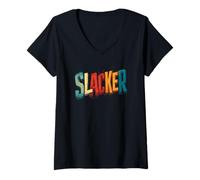 Donna Dichiarazione Cool Slacker Maglietta con Collo a V