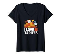 Donna Dichiarazione sulla politica commerciale I Love Tariffs Maglietta con Collo a V