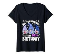 Donna Did You GNOME Its My Birthday for Women 50th Birthday Gnomes Maglietta con Collo a V