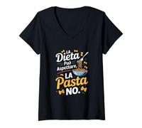 Donna Dieta può Aspettare la Pasta No Cucina Italiana Maglietta con Collo a V