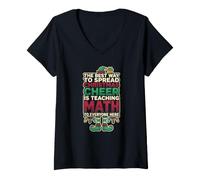 Donna Diffondere Natale allegria insegna Matematica Insegnante Maglietta con Collo a V